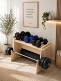 Mueble banca para pesas y barra HOMEGYM madera color natural