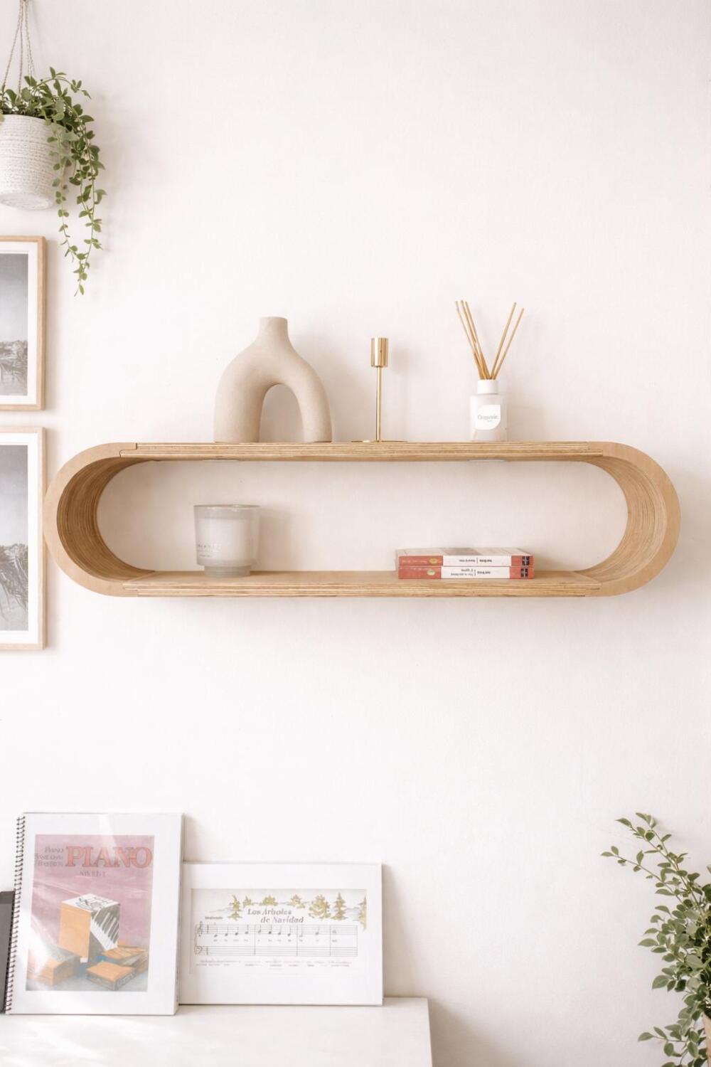 Repisa Flotante Oval de Madera