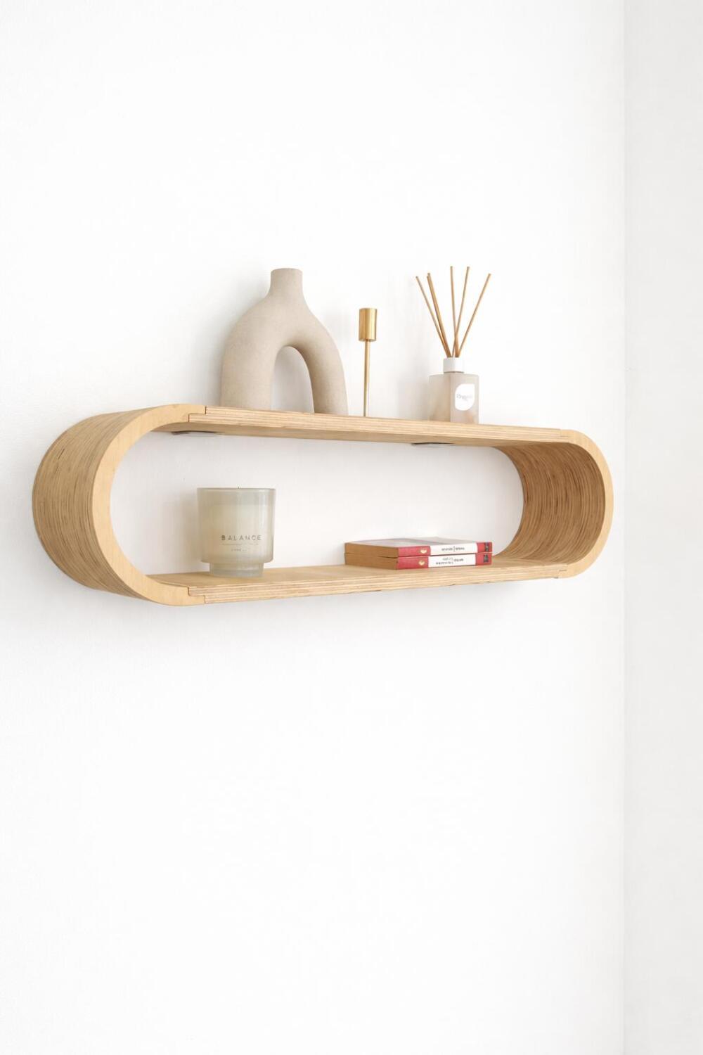 Repisa Flotante Oval de Madera