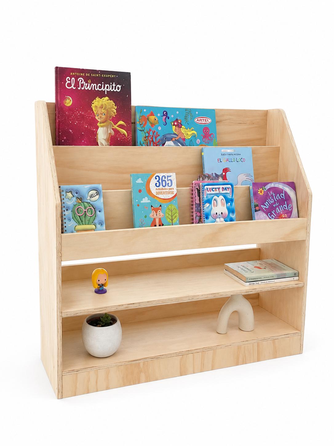 Biblioteca Infantil Montessori de Madera | Librero Frontal para Niños