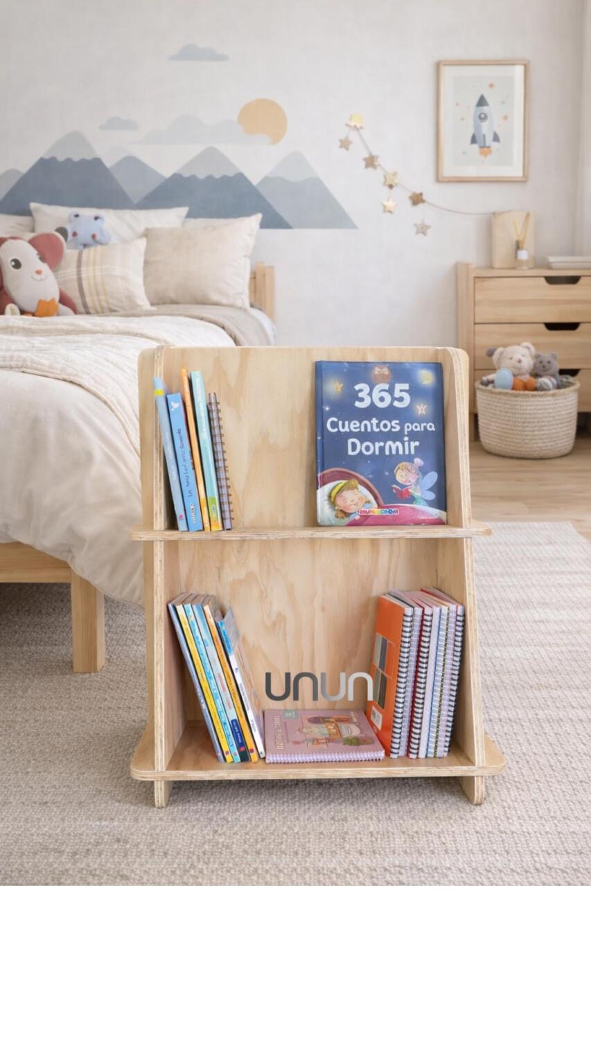 Librero Infantil Montessori de Madera | Organizador de Libros para Niños