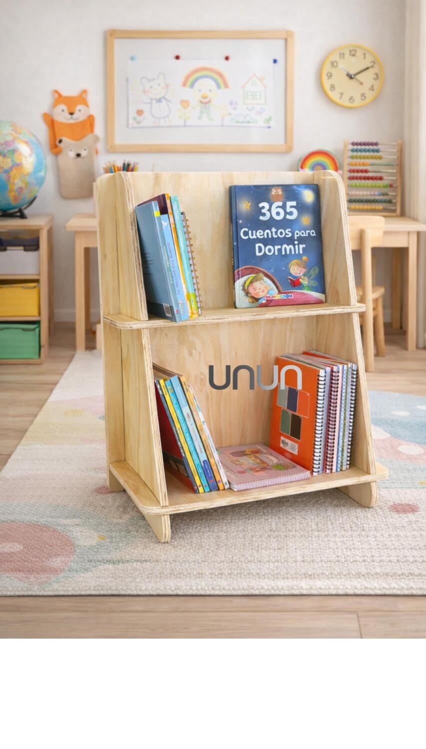 Librero Infantil Montessori de Madera | Organizador de Libros para Niños